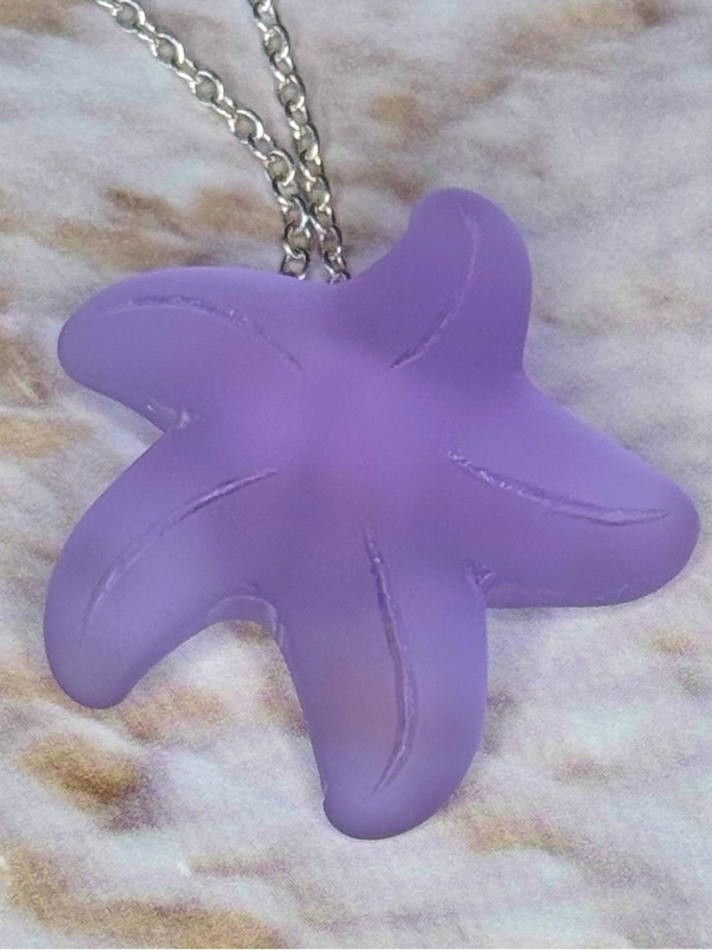 Purple Sea Glass Starfish Pendant Necklace